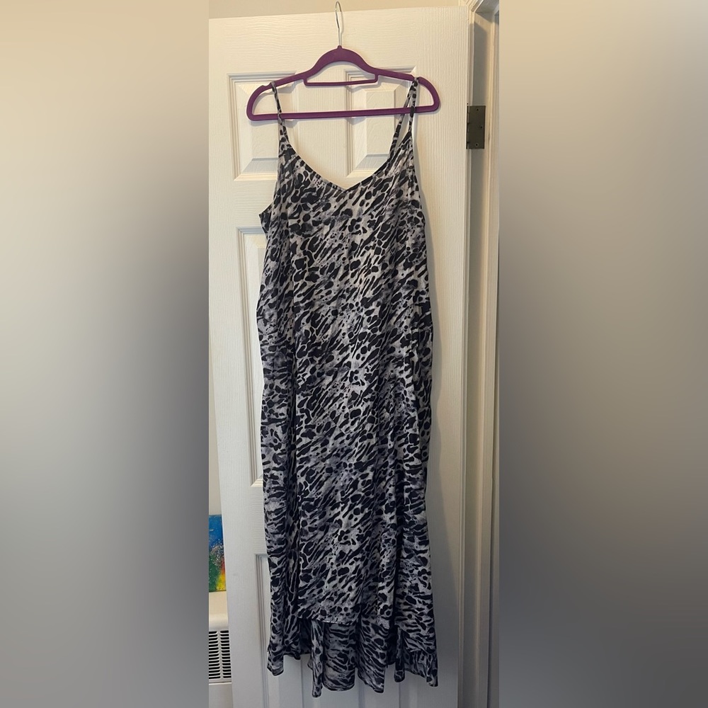 AllSaints Essie Ambient Leopard Print Slip Maxi Dress, Large